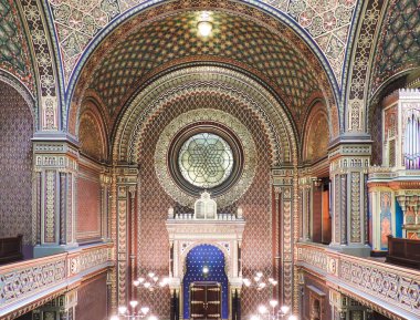 Prague, Czech Republic, March 2016 - inner view of the Spanish Synagogue