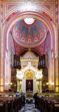 Budapest, Hungary, March 2016 - inner view of Dohany Street Synagogue also known as the Great Synagogue or Tabakgasse Synagogue