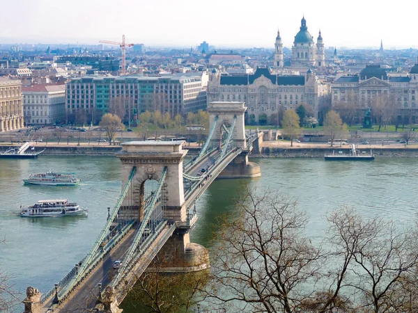 View Budapest Chain Bridge Budapest Hungary — Zdjęcie stockowe