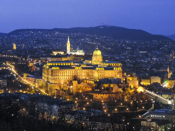 Budapest Hungary March 2016 View Buda Castle Night — Zdjęcie stockowe