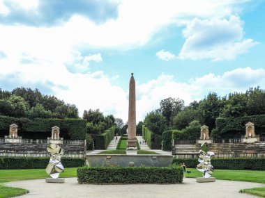 Florence, Italy, June 2017 - view of the Boboli Gardens, at Palazzo Pitti 
