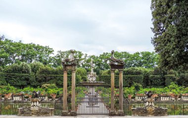 view of the Vasca del Nettuno (Fountain of Neptune) at Boboli Gardens - Florence, Italy