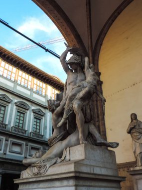 View of some beautiful sculptures at Loggia dei Lanzi - Florence, Italy