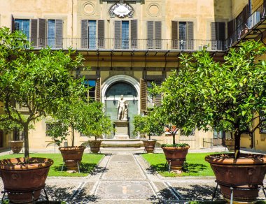 Florence, Italy, June 2017 - inner view of  Palazzo Medici Riccardi