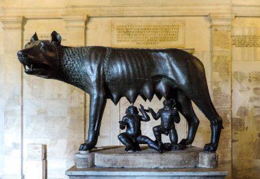 Rome, Italy, June 2017 - view of the Lupa Capitolina at the Musei Capitolini
