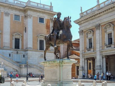 Rome, Italy, June 2017 - view of Piazza del Campidoglio
