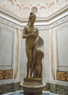 Rome, Italy, June 2017 - view of a beautiful marble sculpture inside the Musei Capitolini