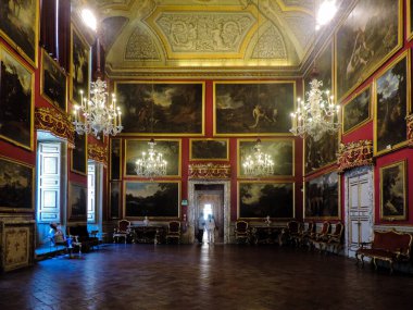 Rome, Italy, June 2017  - View of a beautiful gallery at Galleria Doria Pamphilj