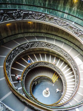 Vatican City, Italy, June 2017 - view of the famous spiral staircase at the Musei Vaticani