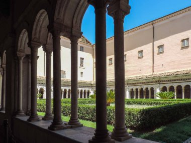 Rome, Italy, June 2017 - view of the cloister inside the Basilica of San Giovanni in Laterano