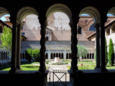 Rome, Italy, June 2017 - view of the cloister inside the Basilica of San Giovanni in Laterano