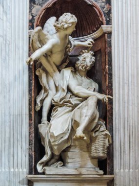 Rome, Italy, June 2017 - View of a beautiful sculpture at Capela Chigi (Chigi Chapel)
