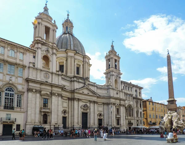 External View Sant Agnese Agone Beautiful Famous Church Piazza Navona — Stockfoto
