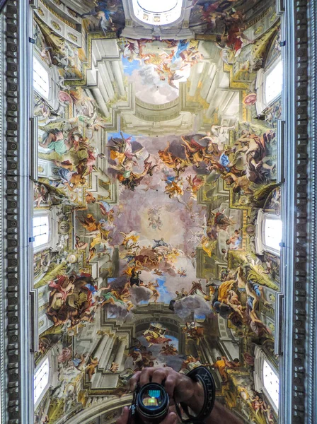 Rome Italy June 2017 Photo Beautiful Painting Ceiling Sant Ignazio — 스톡 사진