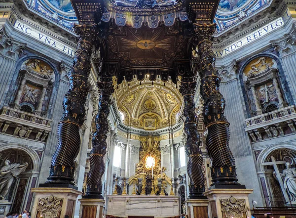Βατικανό Ιούνιος 2017 Θέα Baldachinno San Pietro Στον Κυρίως Βωμό — Φωτογραφία Αρχείου