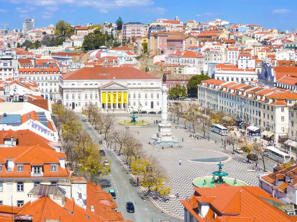 Lisbon Portugal March 2016 View Rossio Popular Name King Pedro — Foto Stock