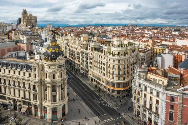 Madrid Spain October 2019 View Metropolis Building Gran — Zdjęcie stockowe