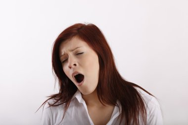 Woman making a big yawn clipart