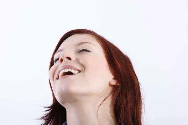 Mulher feliz com um branco dentes saudáveis — Fotografia de Stock
