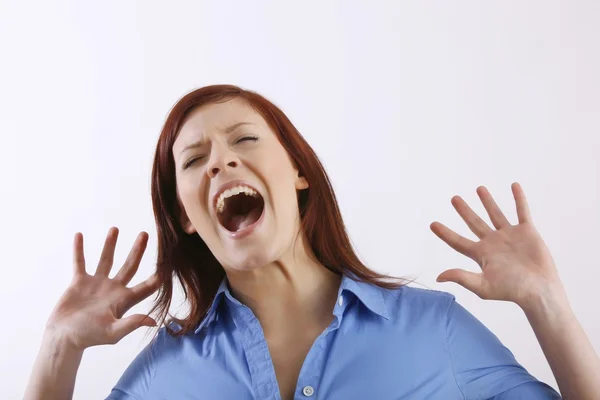 Portrait of screaming woman — Stock Photo, Image