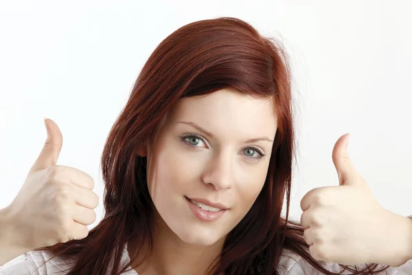 Woman showing ok gesture Stock Photo