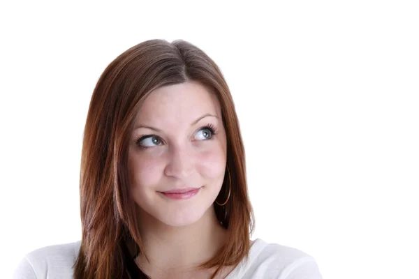 Fille posant dans un t-shirt blanc — Photo