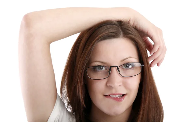 Mädchen posiert mit Brille — Stockfoto