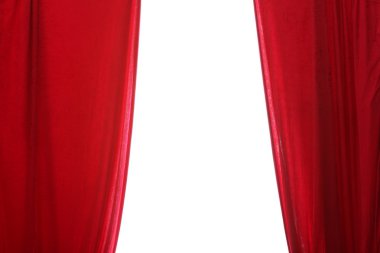beyaz zemin üzerine kırmızı perdeler