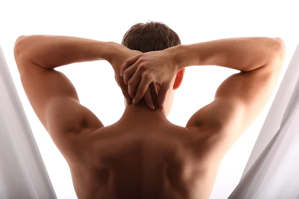 Hombre con dolor de cuello — Foto de Stock