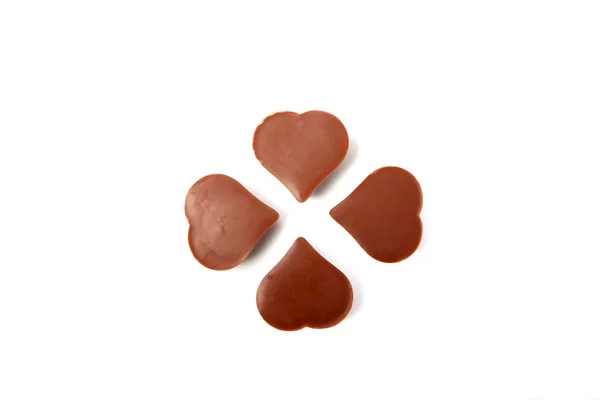 Corazones de chocolate aislados — Foto de Stock
