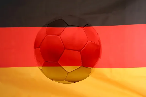 Soccer ball in German flag — Stock Photo, Image