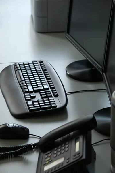 Office pc workplace in black — Stock Photo, Image