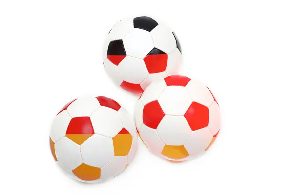 Футбольный мяч. Три шара изолированы на белом фоне . — стоковое фото