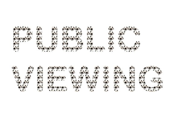 "Public viewing" lettering from many footballs