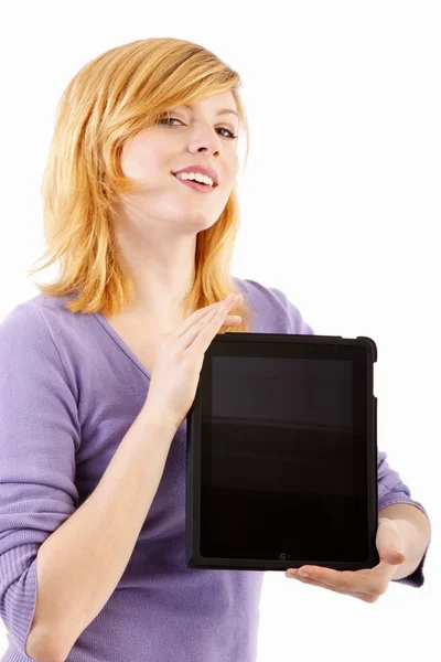 Mulher com tablet-pc — Fotografia de Stock