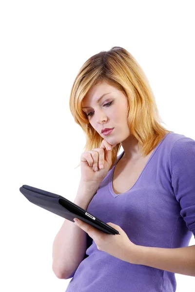 Woman with tablet-pc — Stock Photo, Image