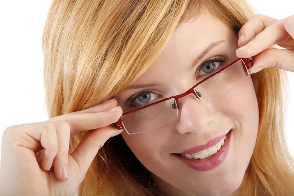 Mujer joven con gafas graduadas —  Fotos de Stock