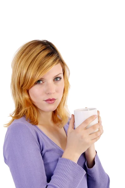 Girl drinking from a cup — Stock Photo, Image