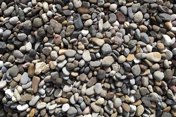 Piedras redondas erosionadas en la playa portuguesa en diferentes colores Imagen de stock