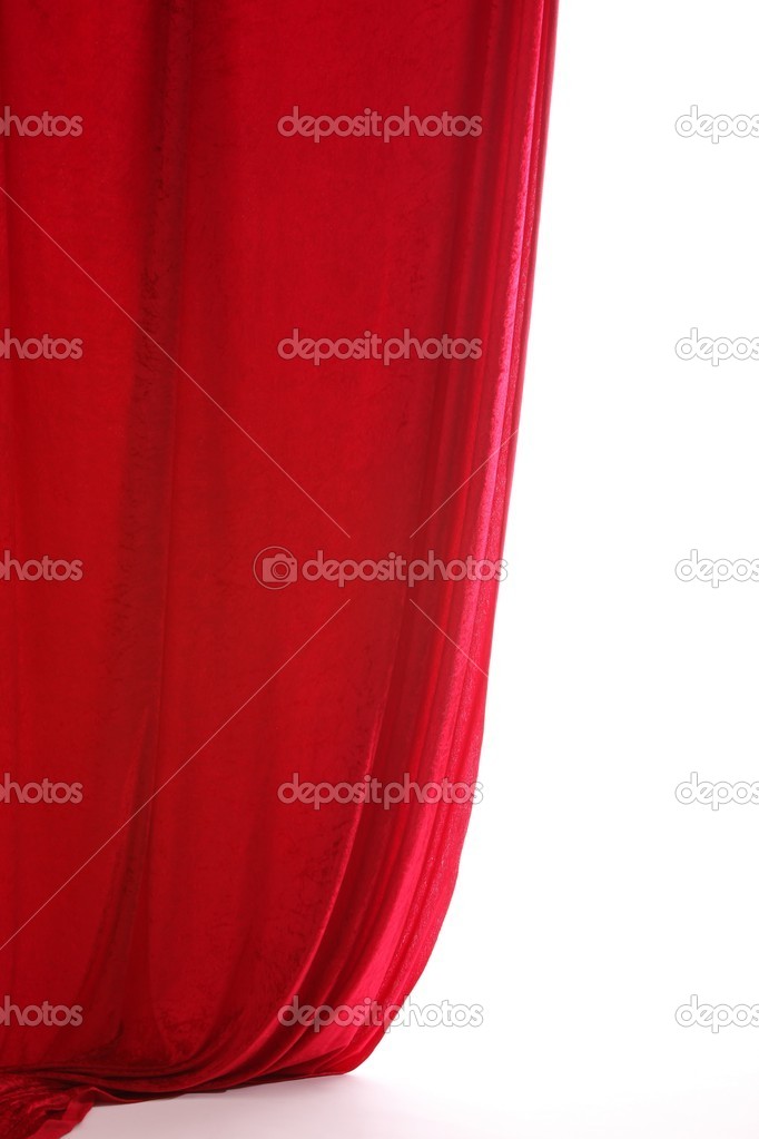 Red curtains on a white background