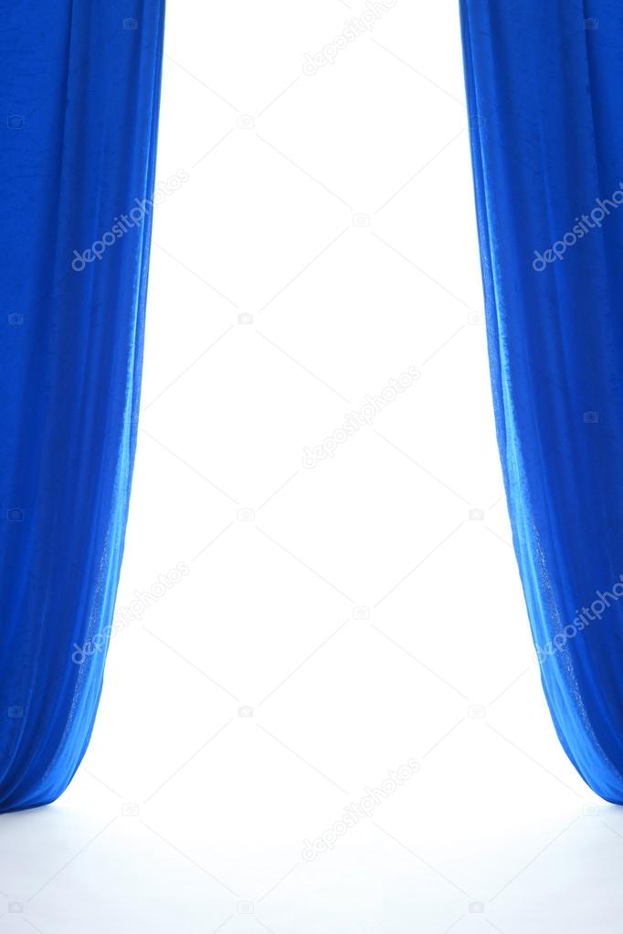 Blue curtain background.