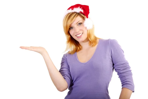 Santa Girl presenting your product — Stock Photo, Image