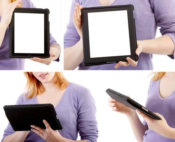 Set of Tablet PC with woman and hands — Stock Photo, Image