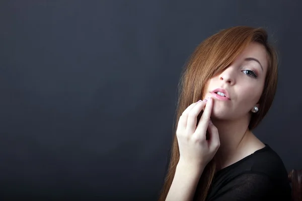 Beautiful young woman long hair — Stock Photo, Image