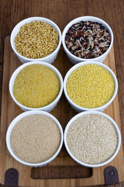 kamut, klasik karışık pirinç, Köftelik bulgur, darı, amaranth ve quinoa