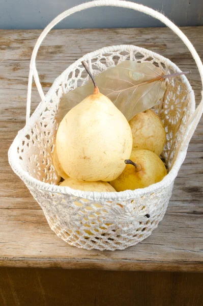 Pears In The Lace Basket — Stock Photo, Image