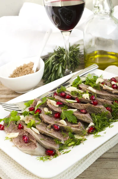 Cold Beef With Smoked Salt — Stock Photo, Image