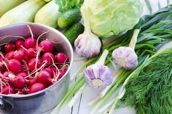 Spring vegetables and herbs — Stock Photo, Image