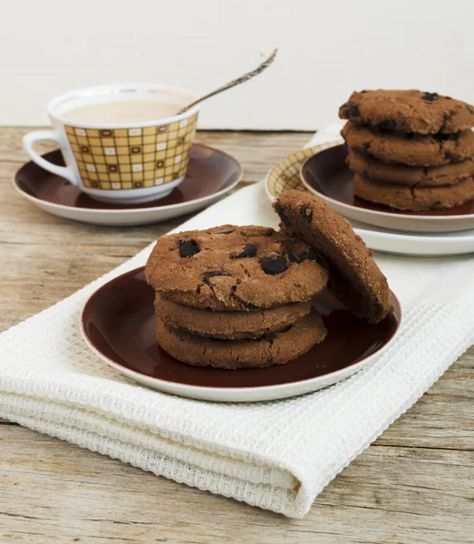Cookie czekolady i kawy z mlekiem — Zdjęcie stockowe