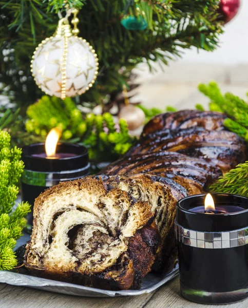 Christmas Chocolate Krantz Cake — Stock Photo, Image